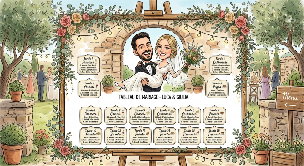 Scopri come rendere il tuo matrimonio in Puglia indimenticabile con le caricature: partecipazioni, bomboniere, tableau de mariage e un servizio d'intrattenimento spassoso per sposi e invitati. Idee creative, costi e consigli per un ricevimento fuori dal comune.
