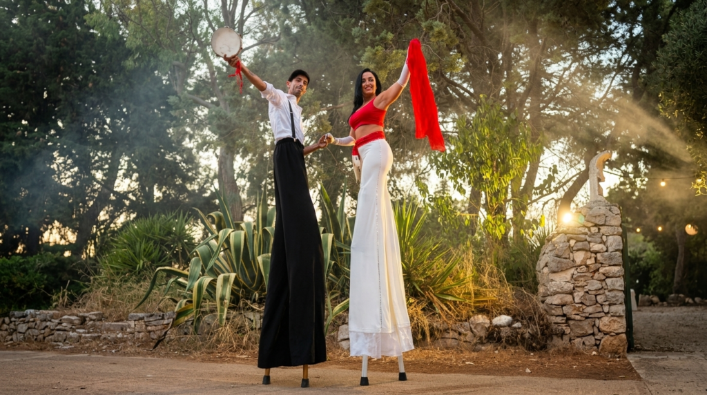 Porta la magia della Pizzica Salentina nel tuo matrimonio in Puglia! Se stai organizzando un matrimonio nel Sud Italia, arricchiscilo con l’autenticità di questa danza tradizionale. La Pizzica, con i suoi ritmi coinvolgenti e i tamburelli, creerà un’atmosfera unica, facendo innamorare i tuoi ospiti della cultura pugliese. Scegli uno spettacolo dal vivo per rendere il tuo matrimonio indimenticabile e originale. Contattaci per organizzare un matrimonio in stile pugliese, ricco di emozione e tradizione!