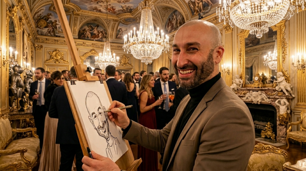 Caricaturista per matrimoni ed eventi a Lecce e provincia: un'idea originale e divertente per intrattenere gli ospiti. Il caricaturista realizza ritratti umoristici e personalizzati, utilizzando carboncino, pennarelli o tavoletta grafica. Ideale per matrimoni, eventi aziendali e feste private, offre un intrattenimento discreto ma coinvolgente, con postazione fissa o itinerante. La sua velocità nell'esecuzione permette di soddisfare un gran numero di invitati. Contattaci per un preventivo personalizzato su Lecce, Brindisi, Taranto, Bari e Foggia.