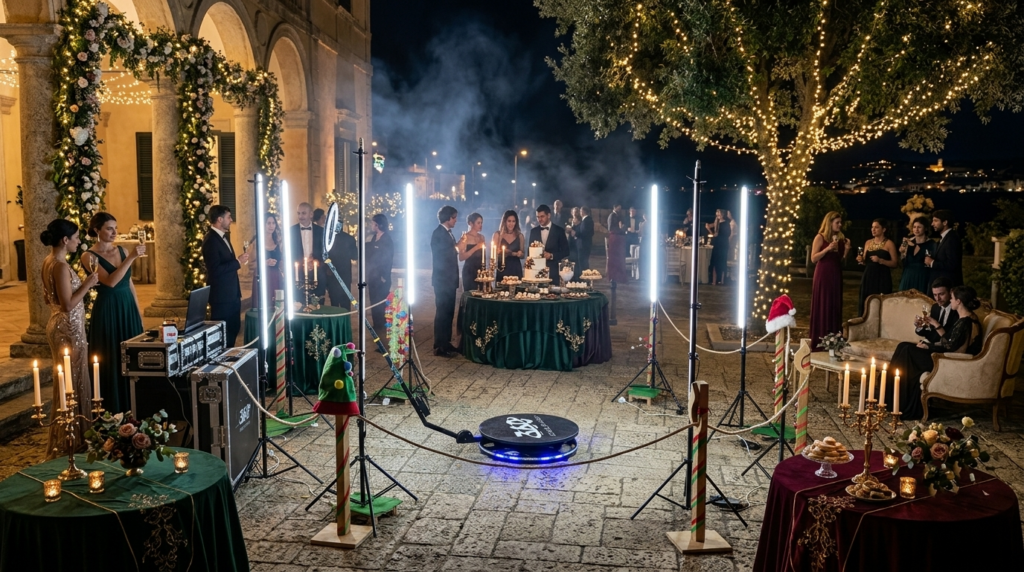 Noleggio VideoBooth 360 Lecce:: l’attrazione originale per eventi!
Porta innovazione e divertimento al tuo matrimonio, compleanno, comunione o evento aziendale con il VideoBooth 360, la pedana rotante unica in Puglia che crea video spettacolari con effetti slow-motion, boomerang e molto altro. Condividi i video sui social e rendi il tuo evento virale. Servizio senza necessità di connessione internet, personalizzabile con scenografie ed effetti speciali. Prenota ora e stupisci i tuoi ospiti!